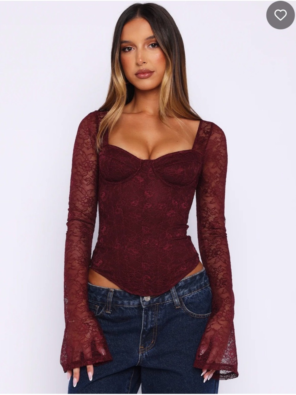 Midnight Rose Long Sleeve Bustier Wine